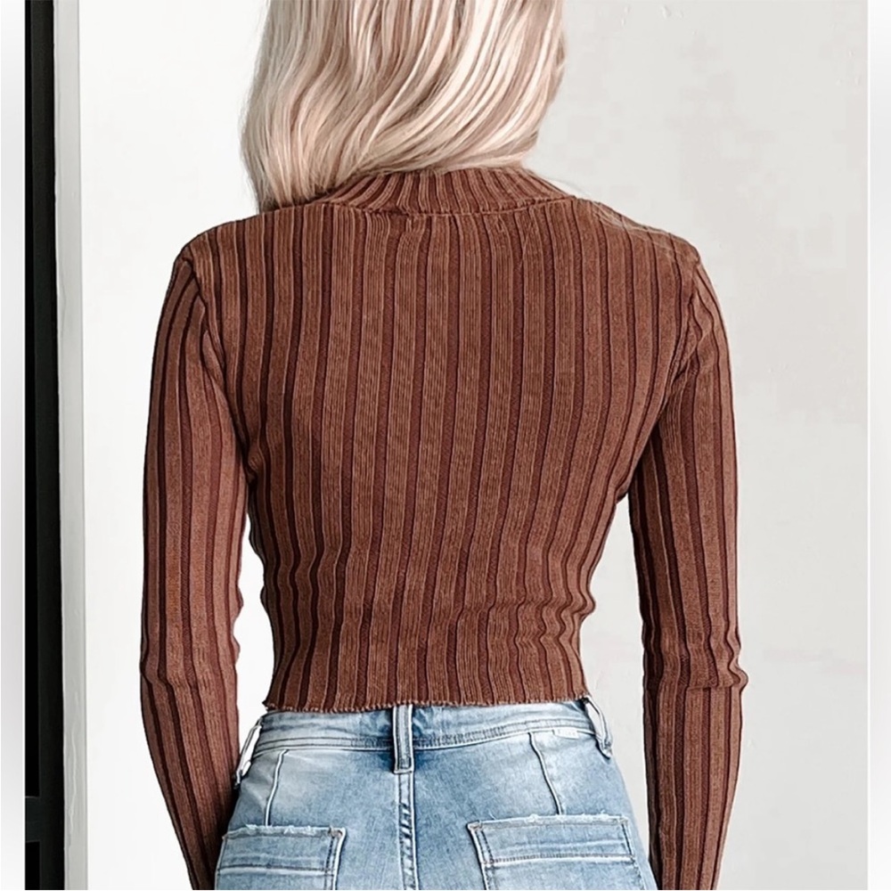 2-Way Front Zippered Long Sleeve Sweater - Picture 2 of 3